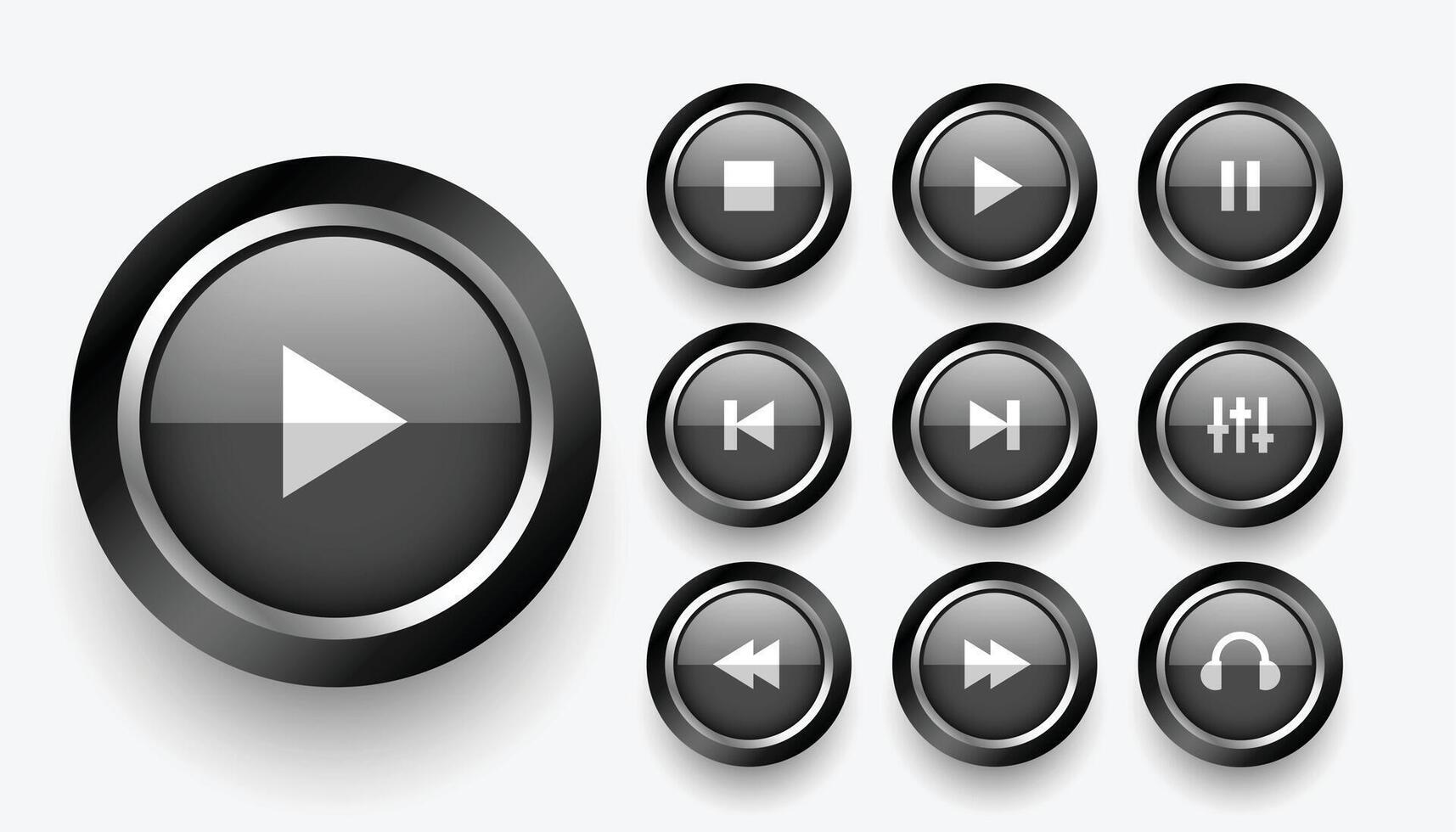 svart och metallisk multimedia kontrollera knapp tecken i samling vektor