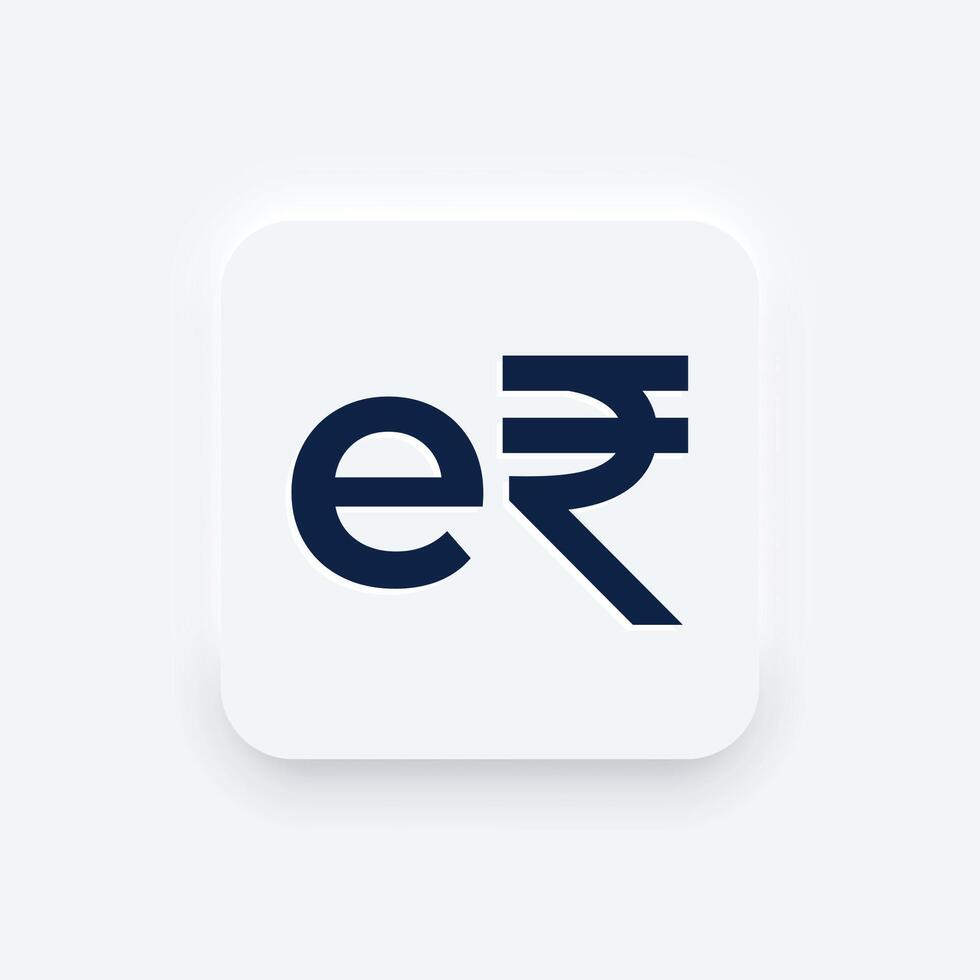 indisk e-rupee symbol för digital betalning säker och säkra transaktion vektor