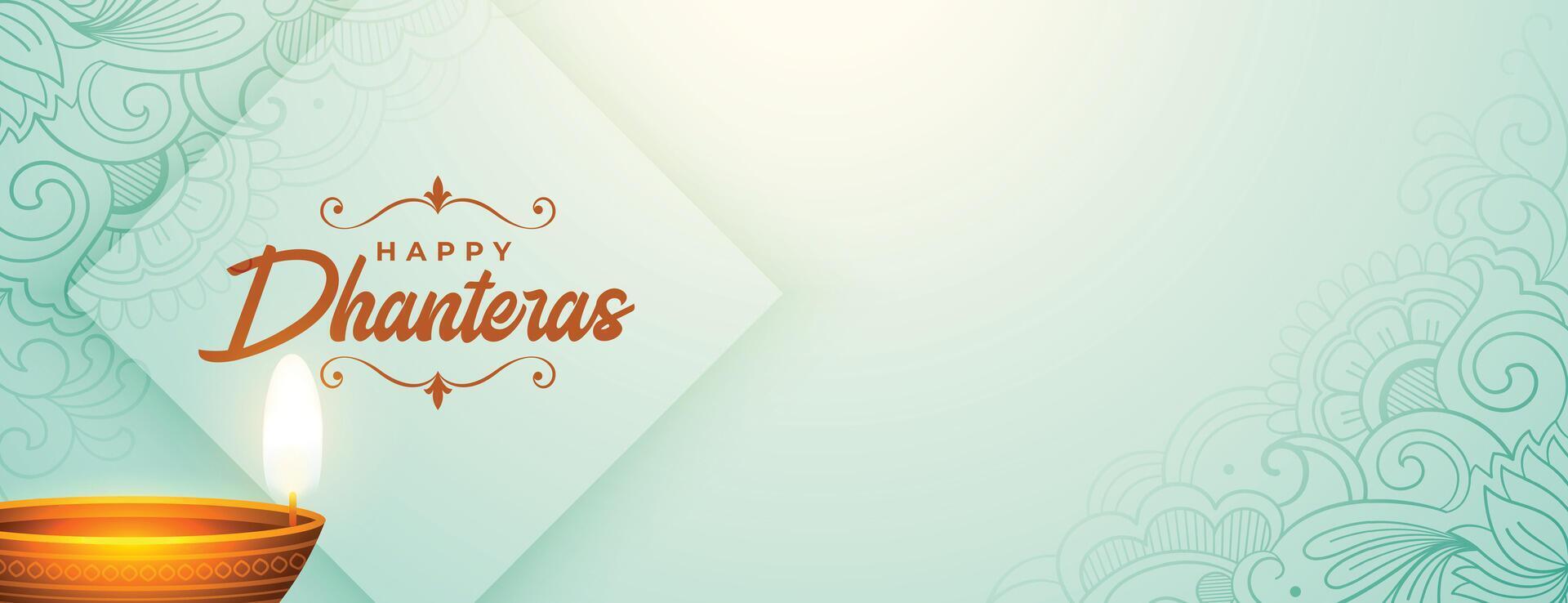 indisch Festival glücklich Dhanteras traditionell Banner mit glühend Diya Design vektor