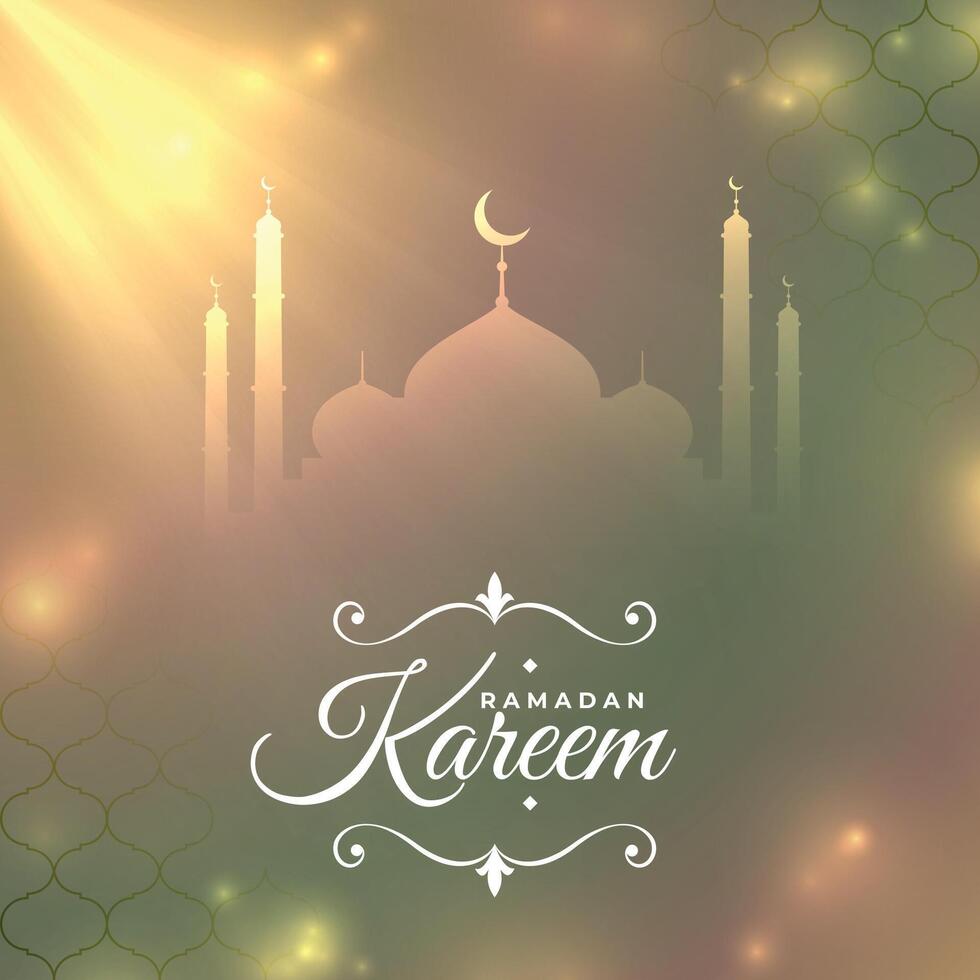 glänzend Ramadan kareem Moschee eid Festival Karte Design vektor