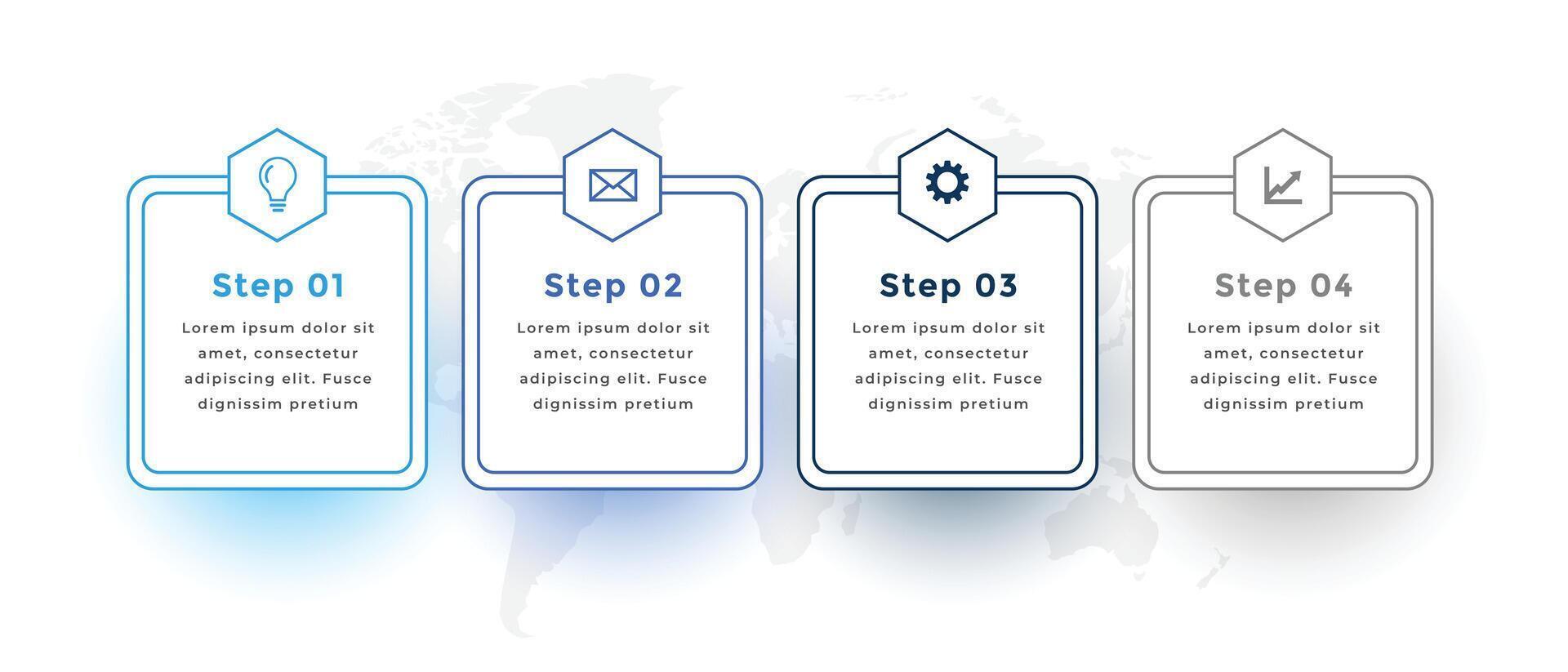 fyra steg linje stil företag infographic mall vektor