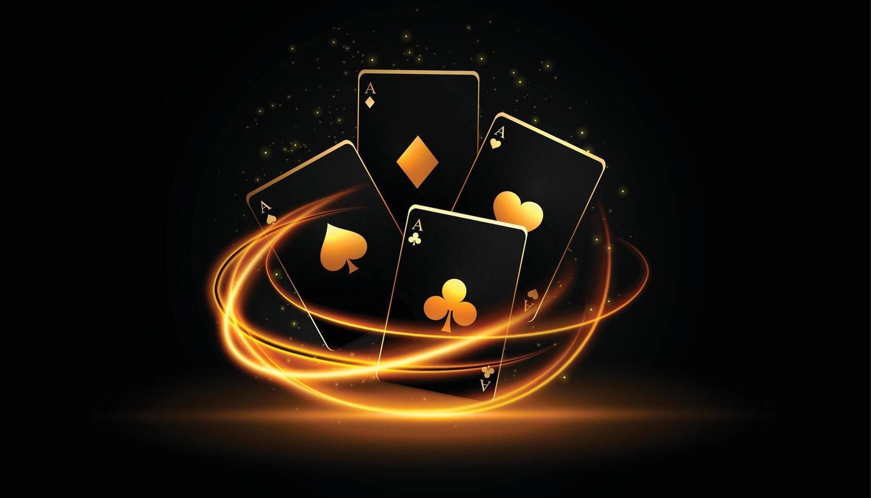 mörk kasino ess kort hasardspel baner med ljus strimma effekt vektor
