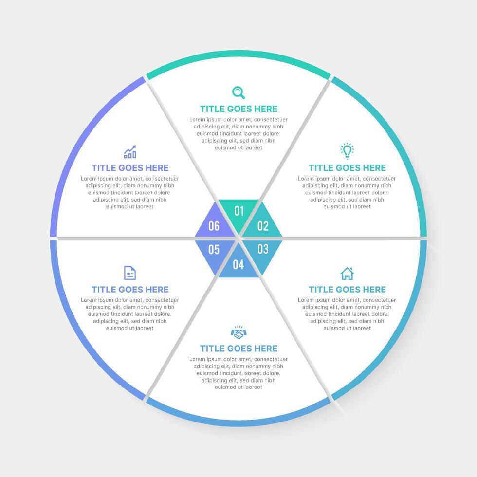 Kreis runden Infografik Design Vorlage mit sechs Optionen vektor