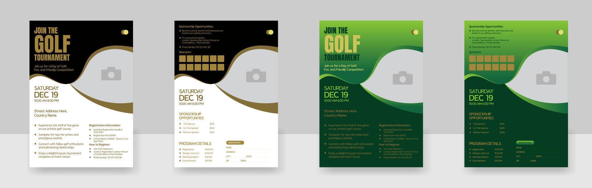 ein einstellen von Golf Turnier Flyer Design Vorlage, Golf Verein Veranstaltung Banner Vektor Vorlage