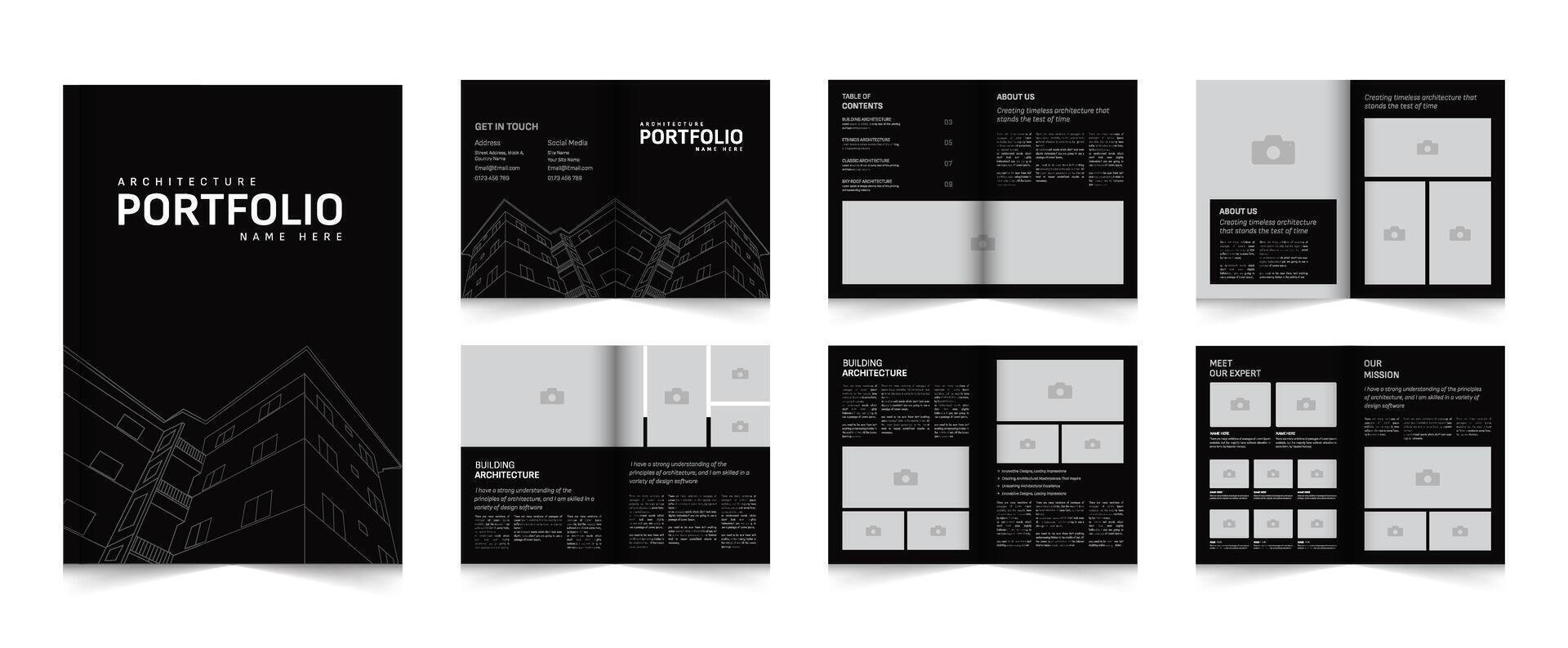 die Architektur Portfolio oder Innere Portfolio oder Portfolio Design Vorlage, verwenden zum die Architektur Portfolio, Innere Portfolio, Geschäft Portfolio vektor