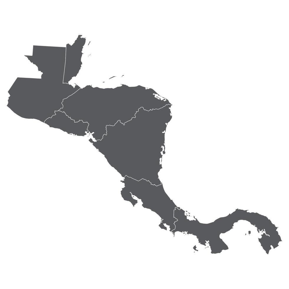 zentral Amerika Land Karte. Karte von zentral Amerika im grau Farbe. vektor