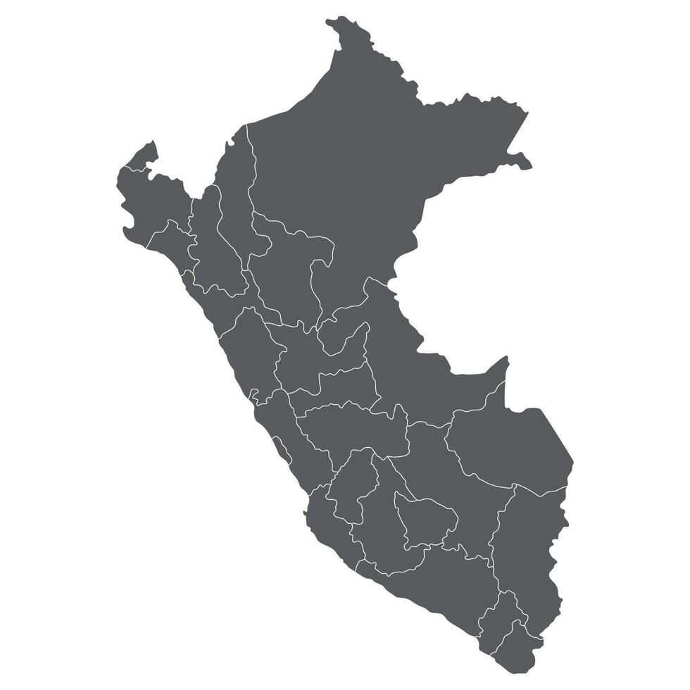 peru Karta. Karta av peru i administrativ provinser i grå Färg vektor
