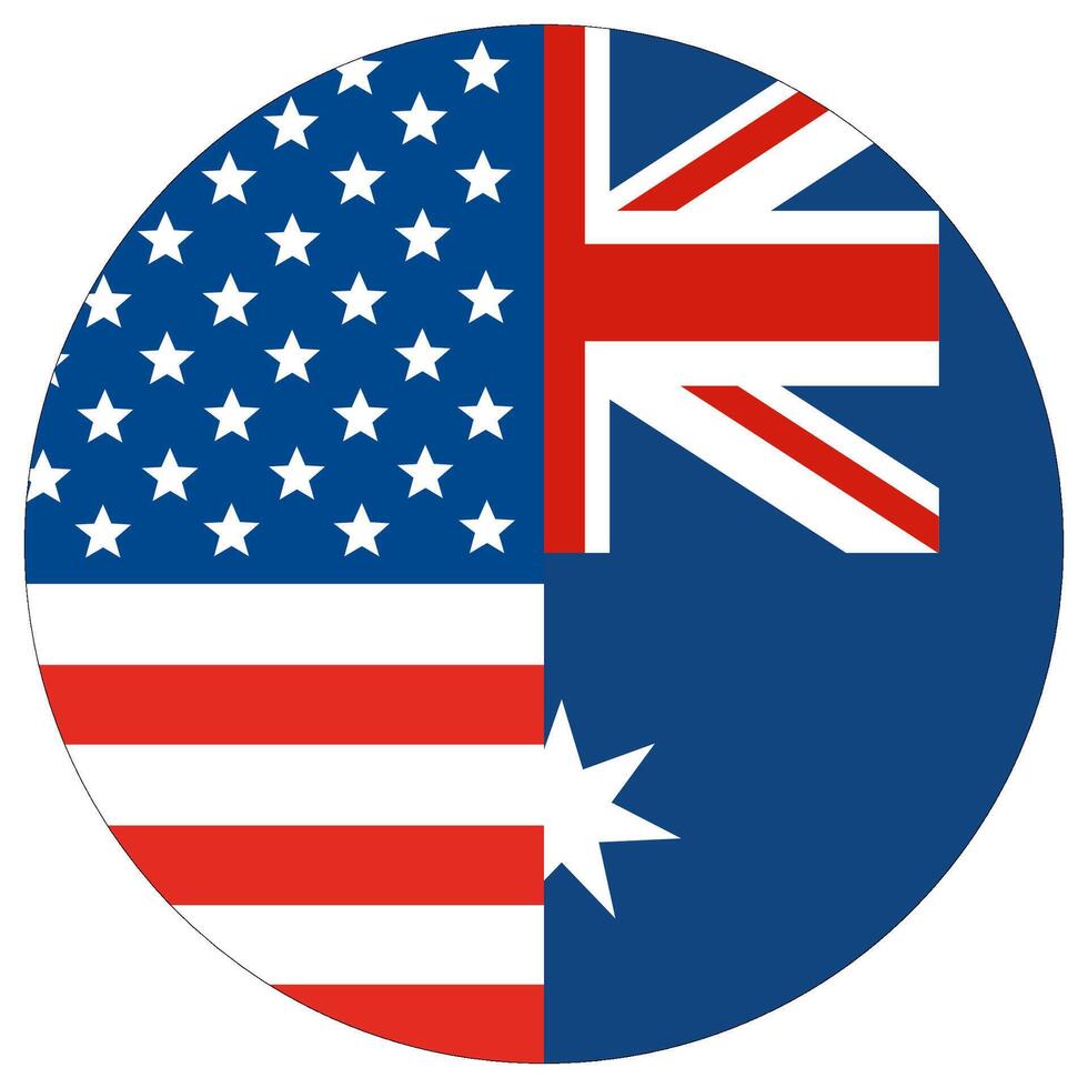 USA mot Australien. flagga av förenad stater av Amerika och Australien i cirkel form vektor