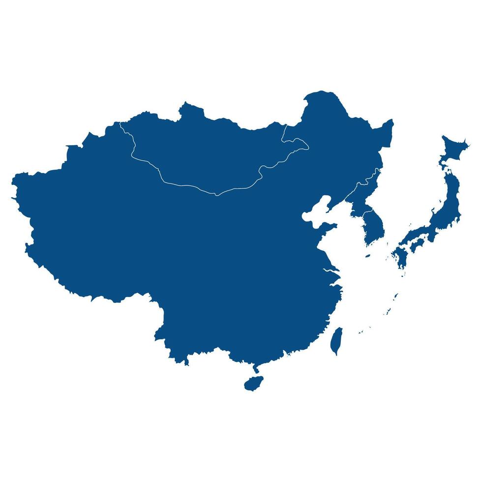 öst Asien Land Karta. Karta av öst Asien i blå Färg. vektor
