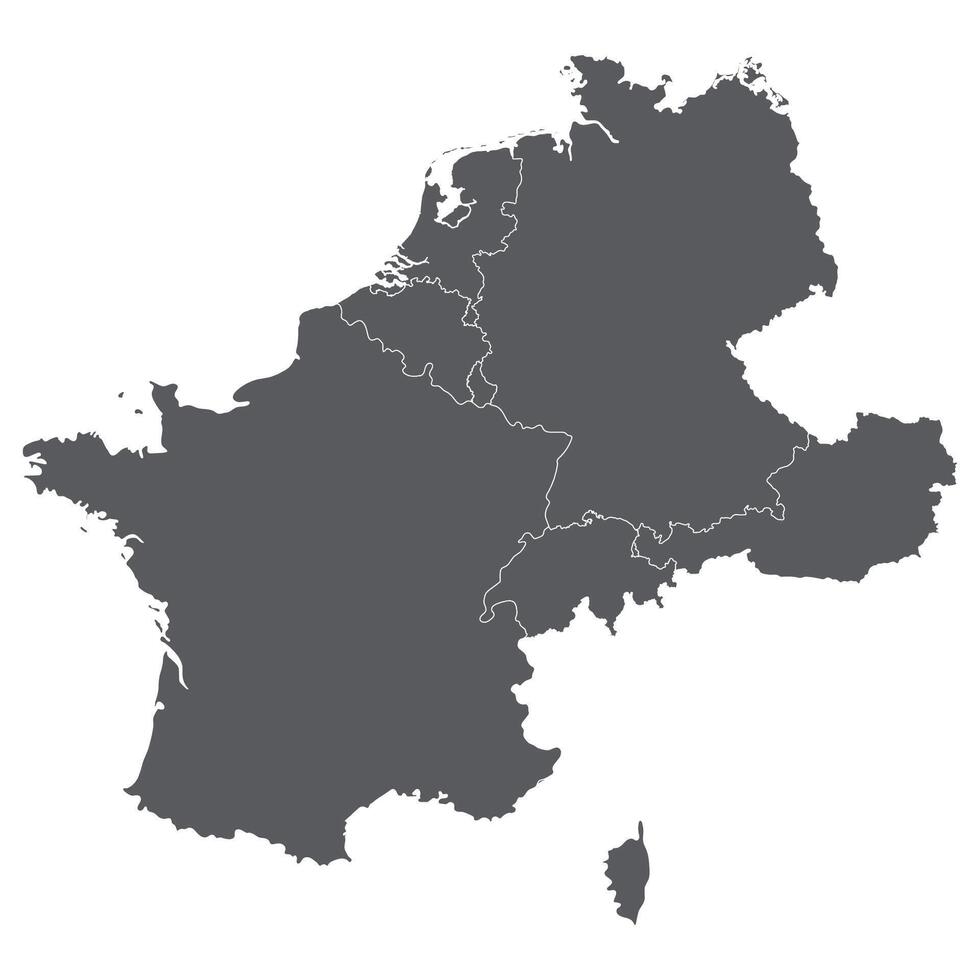 Western Europa Land Karte. Karte von Western Europa im grau Farbe. vektor