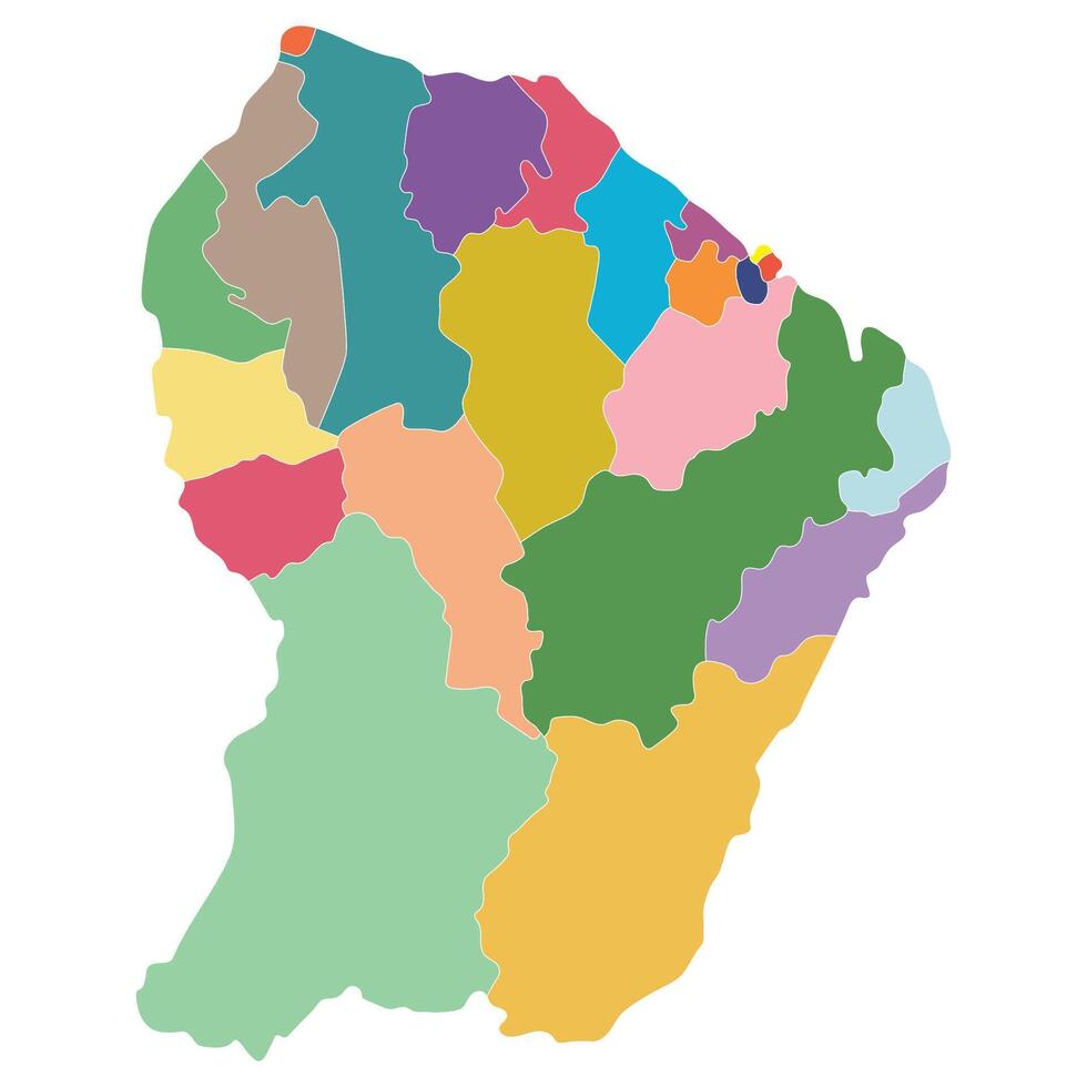 franska Guyana Karta. Karta av franska Guyana i administrativ provinser i Flerfärgad vektor