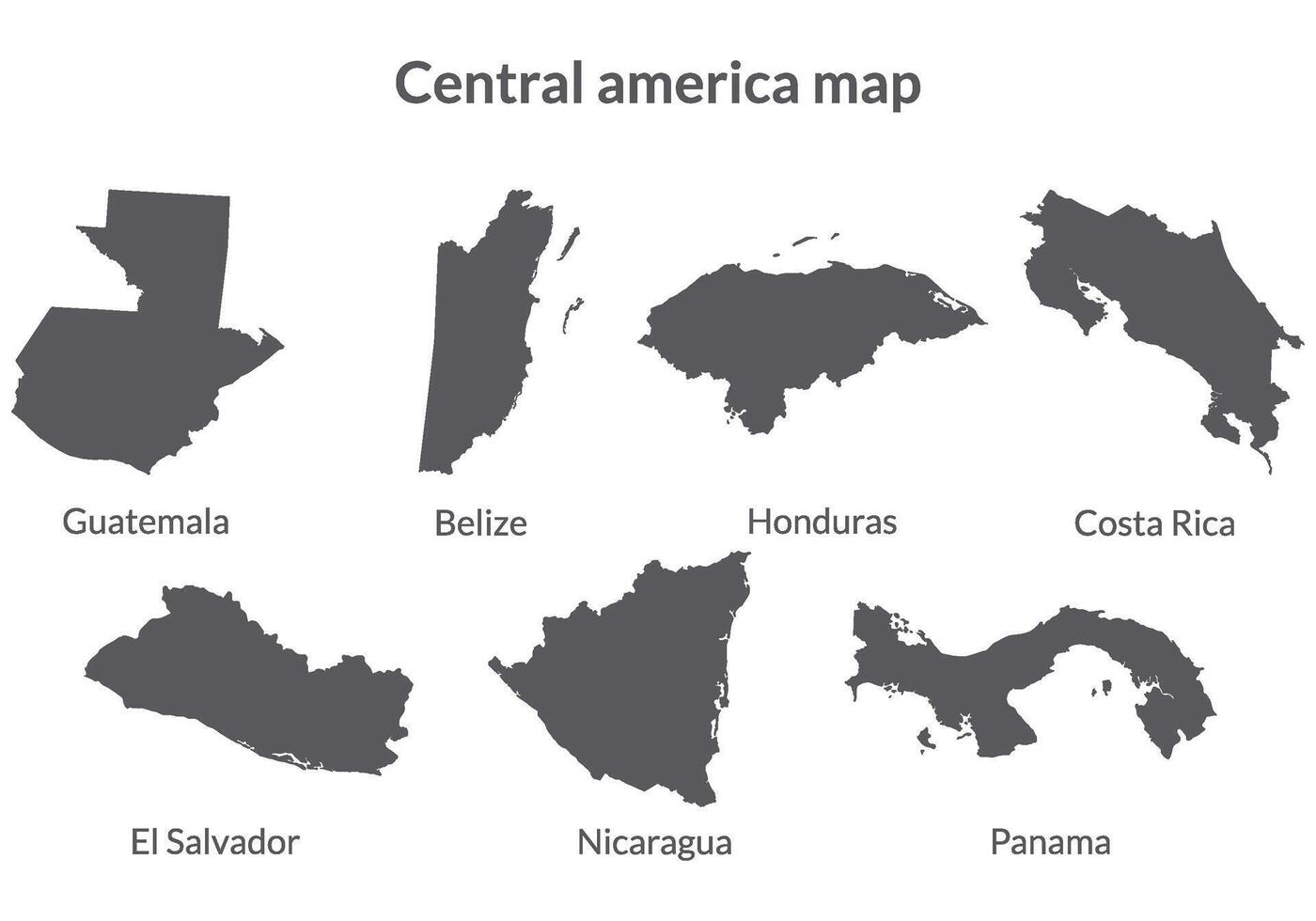 central Amerika Land Karta. Karta av central Amerika i grå Färg. vektor