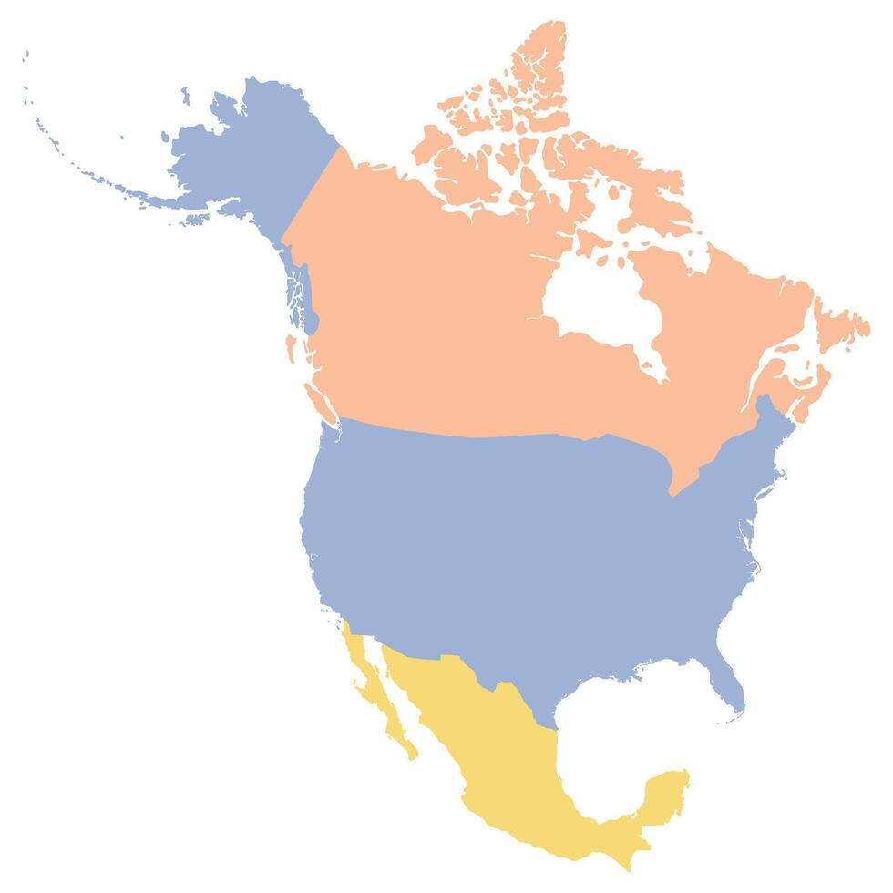 norr Amerika Land Karta. Karta av norr Amerika i Flerfärgad. vektor