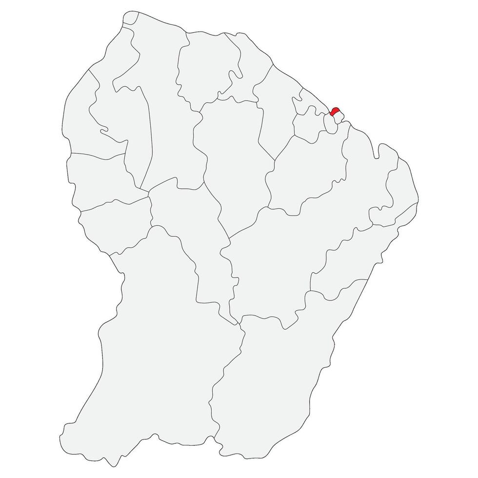 Karte von Französisch Guayana mit Hauptstadt Stadt Cayenne vektor