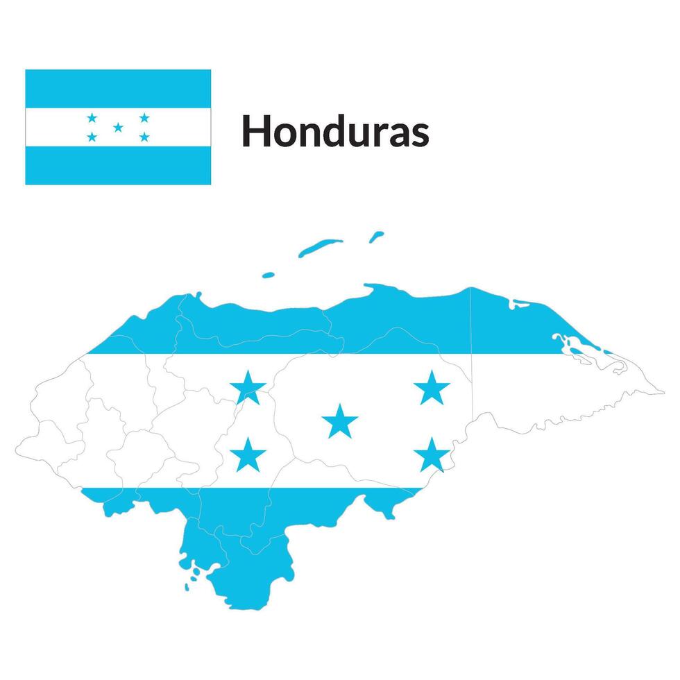 Karta av honduras med nationell flagga av honduras vektor