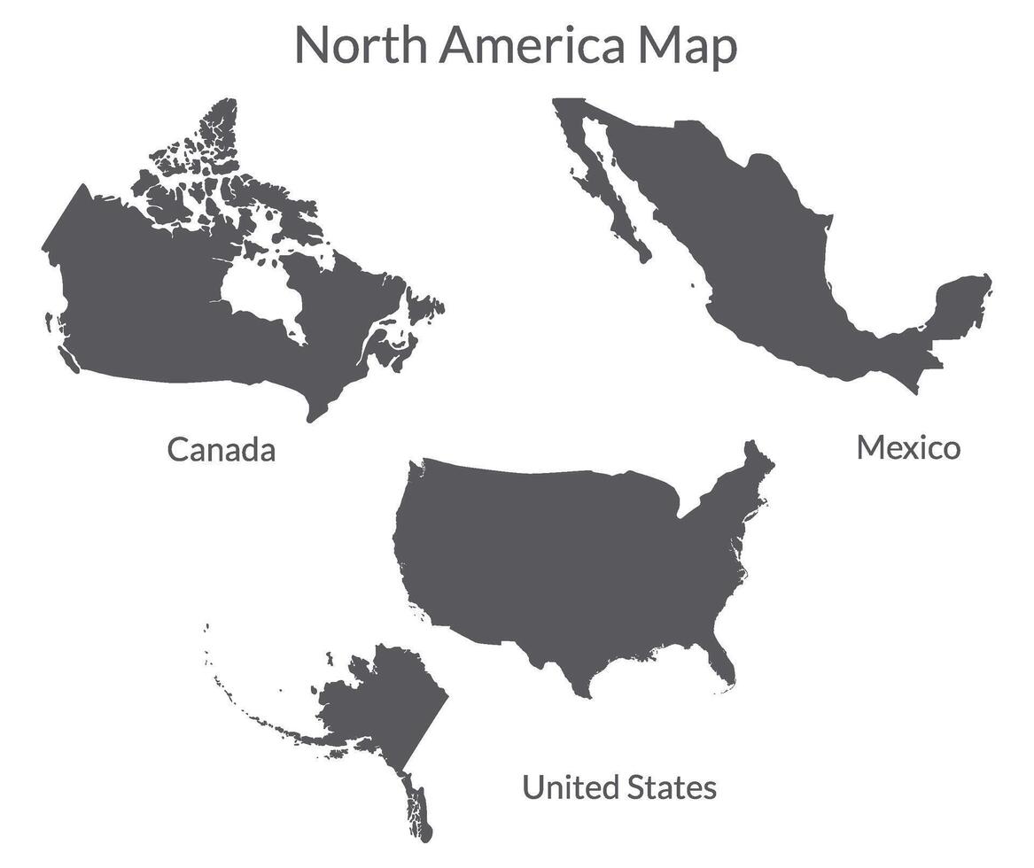 Norden Amerika Land Karte. Karte von Norden Amerika im grau Farbe. vektor