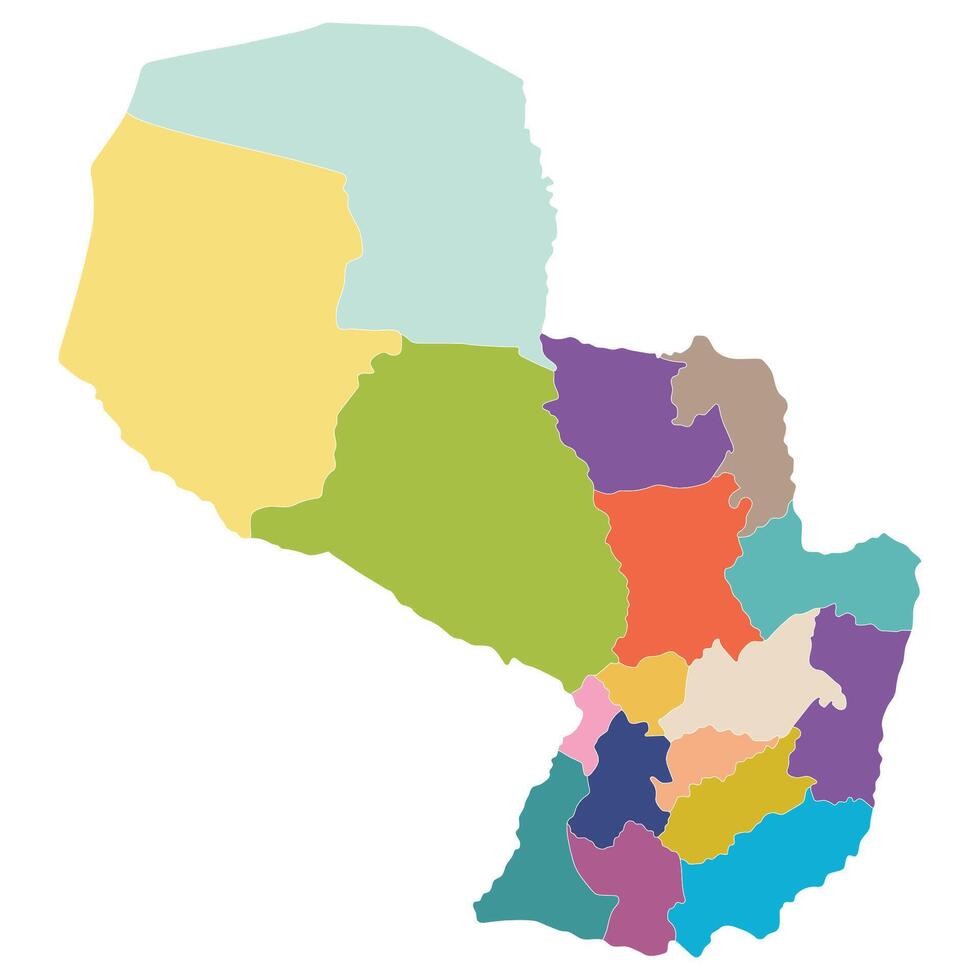 paraguay Karta. Karta av paraguay i administrativ provinser i Flerfärgad vektor