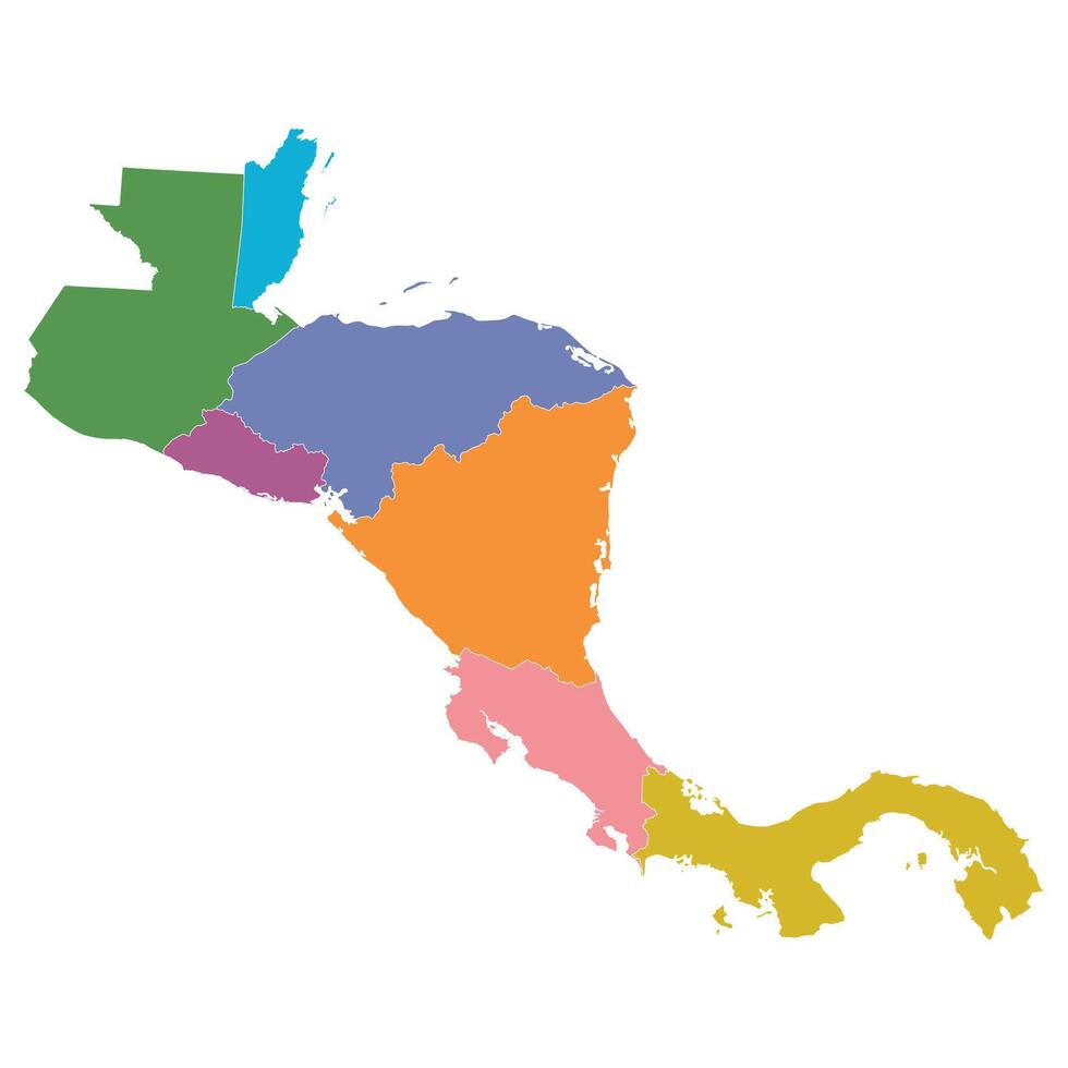 zentral Amerika Land Karte. Karte von zentral Amerika im Mehrfarbig. vektor