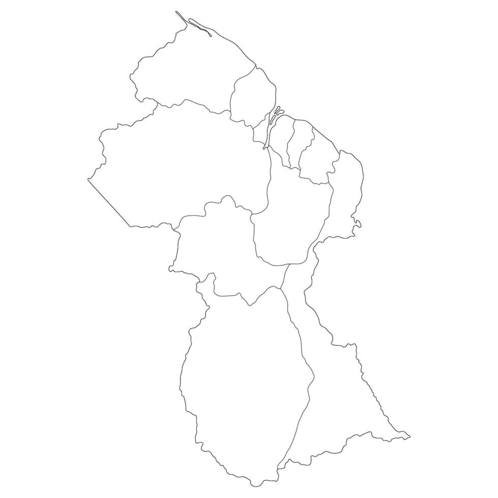 guyana Karta. Karta av guyana i administrativ provinser i vit Färg vektor