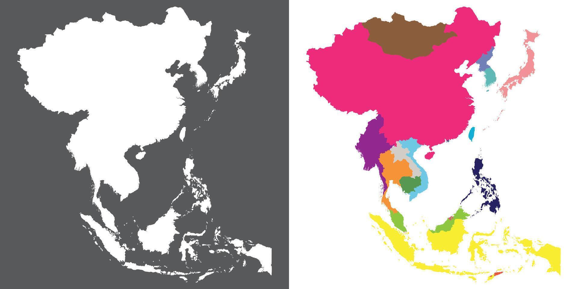 Asien Land Karta. Karta av Asien i Flerfärgad. vektor