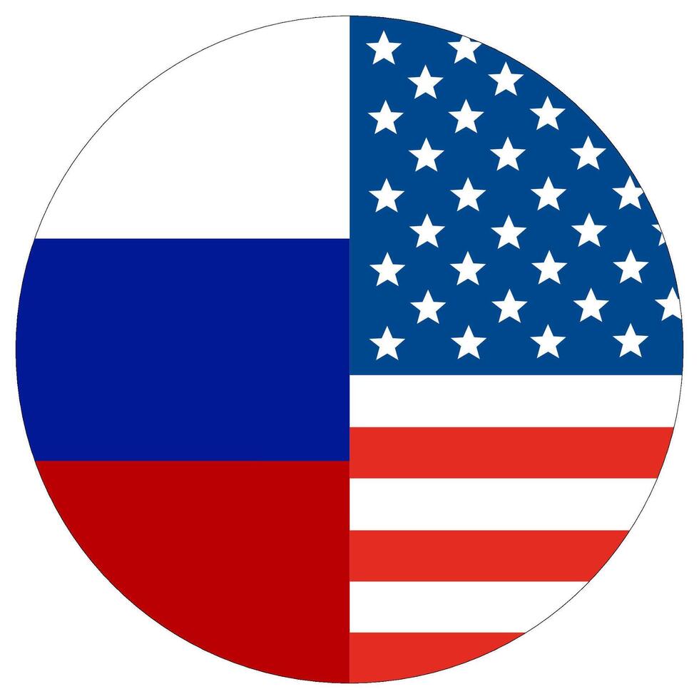 USA vs. Russland. Flagge von vereinigt Zustände von Amerika und Russland im Kreis gestalten vektor