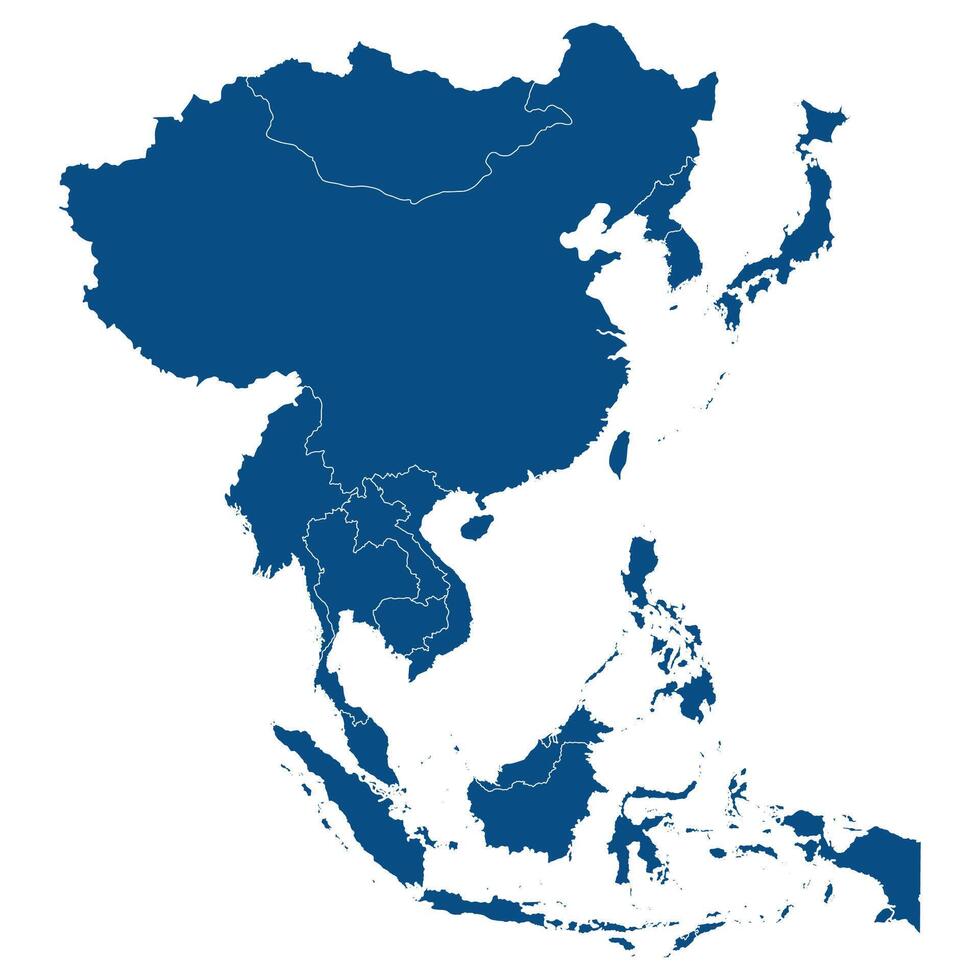Asien Land Karta. Karta av Asien i blå Färg. vektor