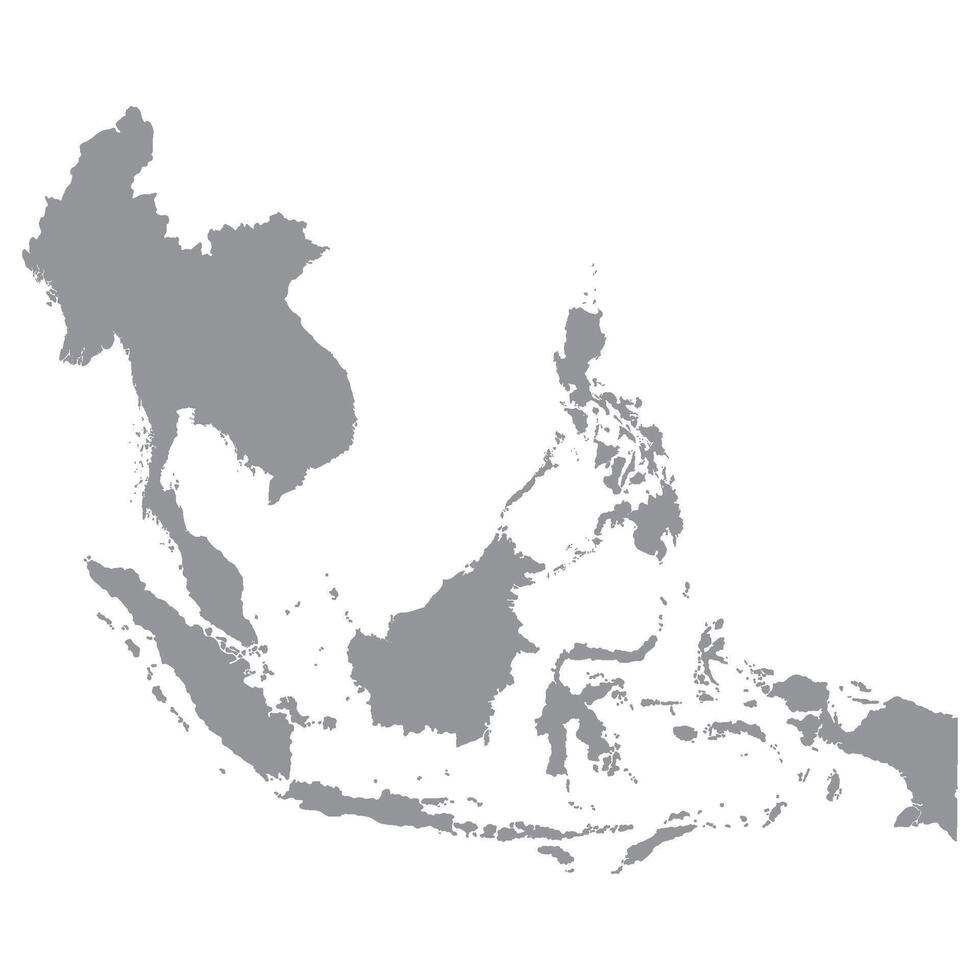 sydöst Asien Land Karta. Karta av sydöst Asien i grå Färg. vektor