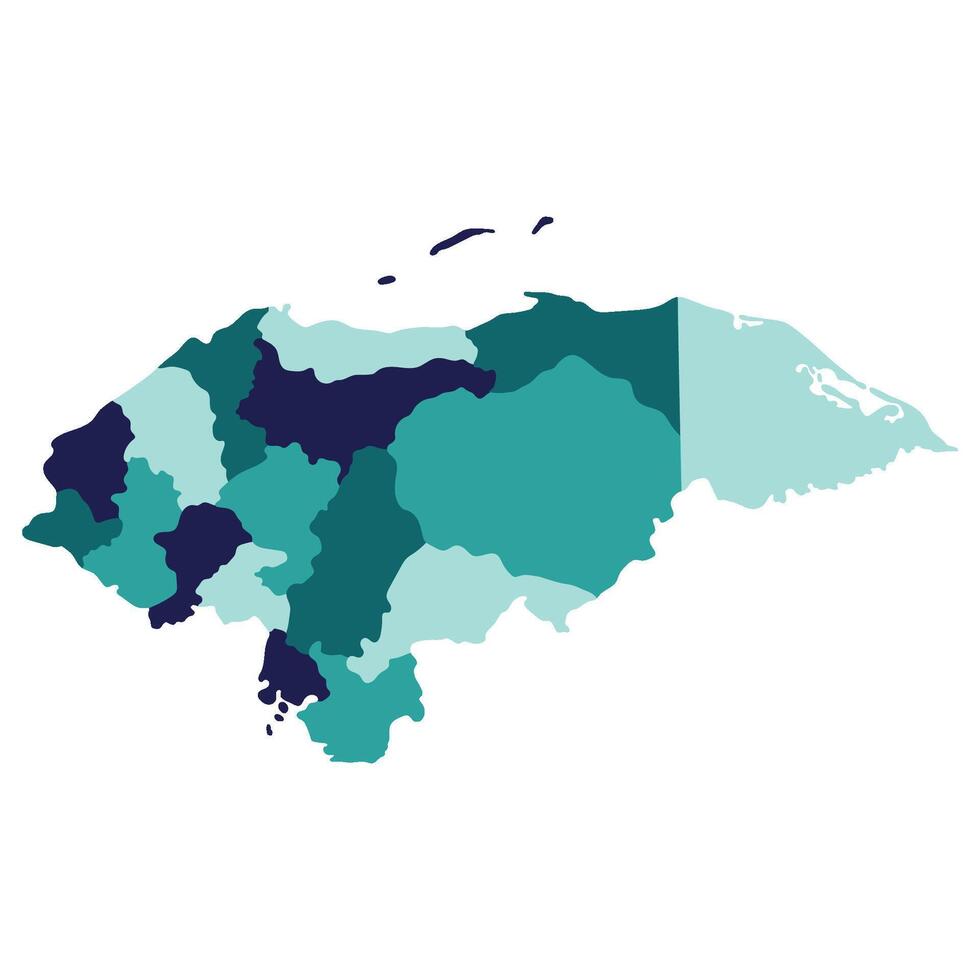 honduras Karta. Karta av honduras i administrativ provinser i Flerfärgad vektor