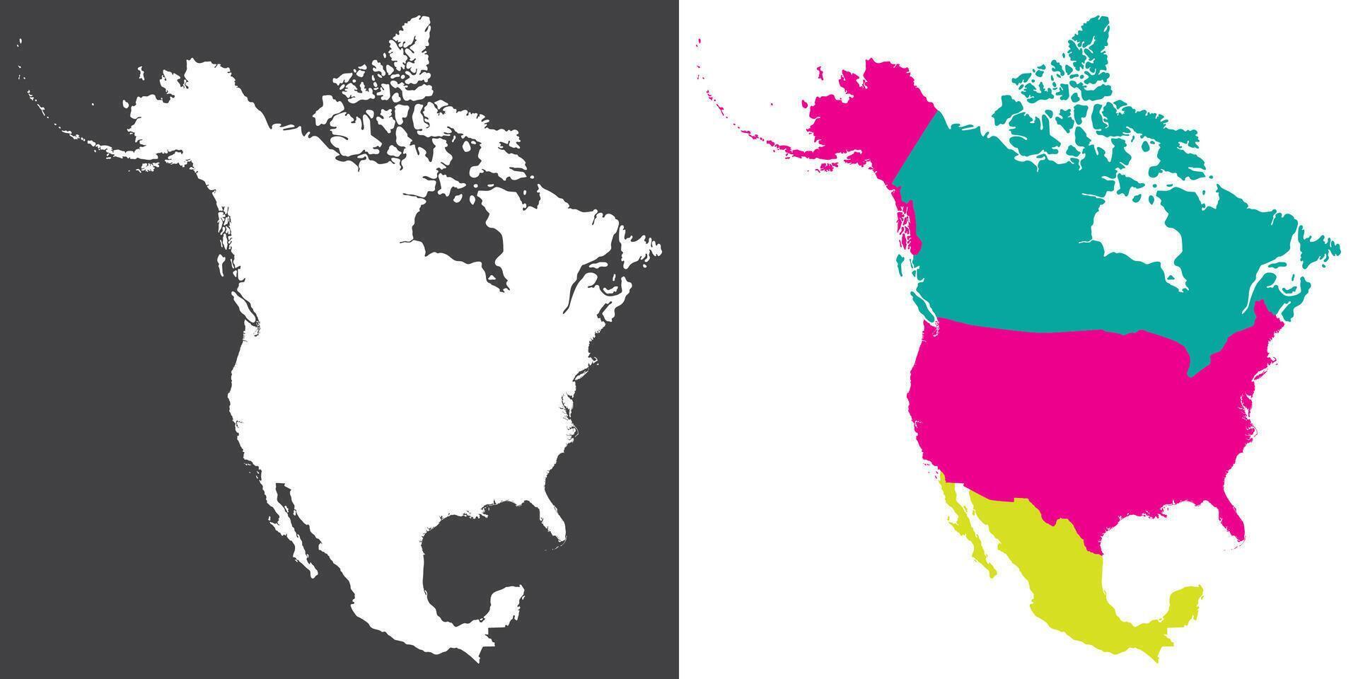norr Amerika Land Karta. Karta av norr Amerika i uppsättning vektor