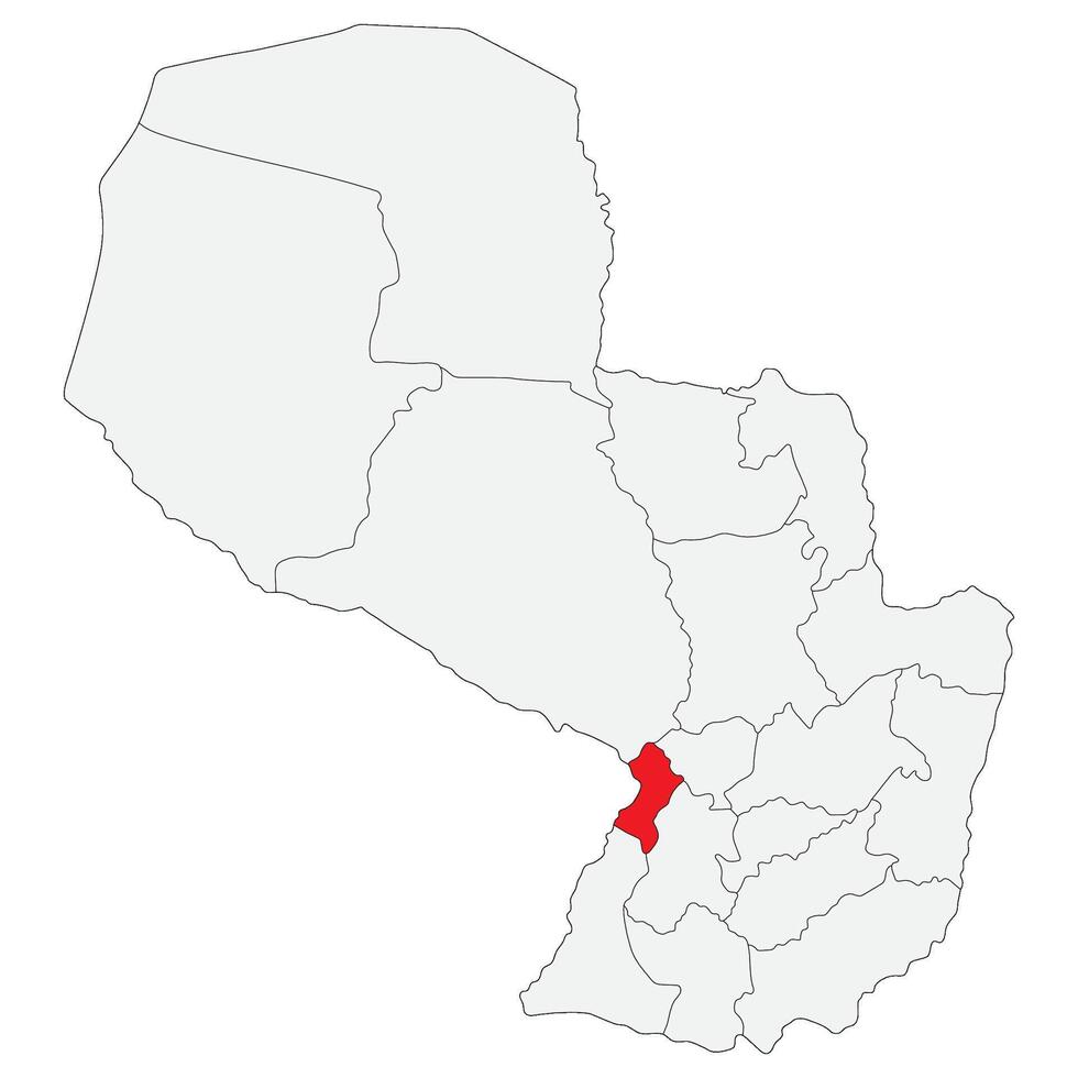 Karta av paraguay med huvudstad stad asuncion vektor