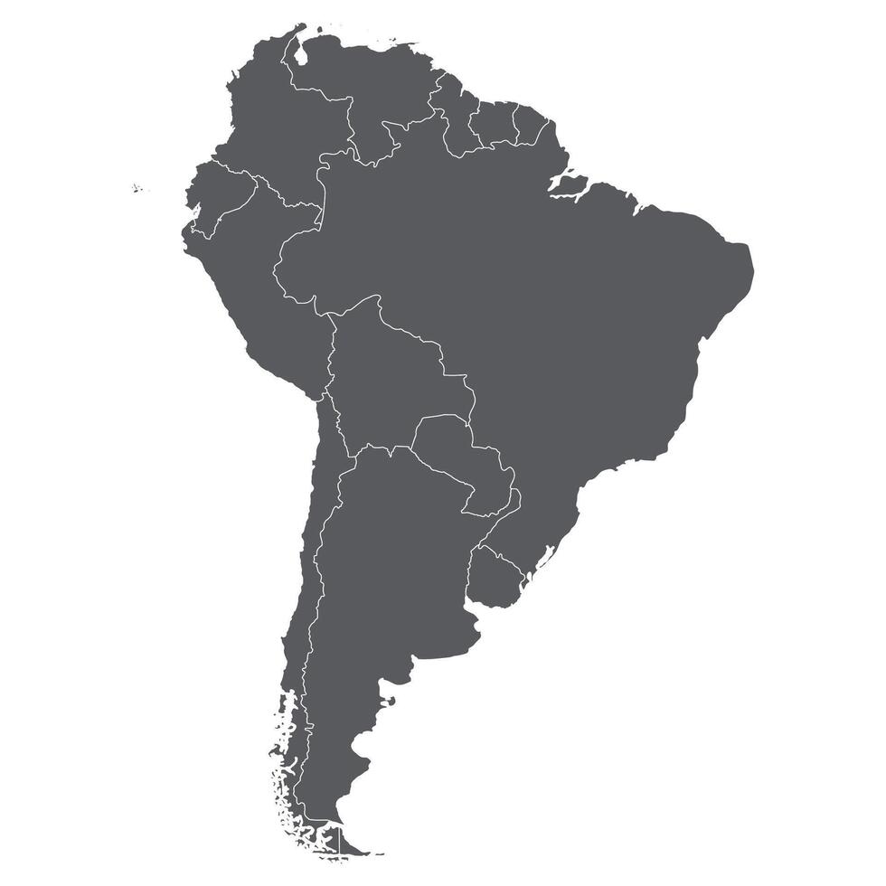Süd Amerika Land Karte. Karte von Süd Amerika im grau Farbe. vektor