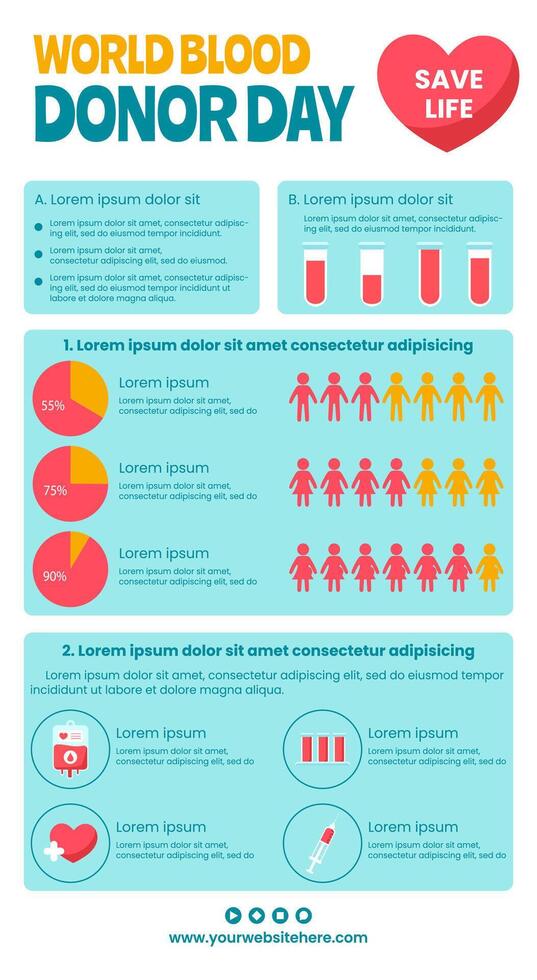 Blut Spender Tag Infografik eben Karikatur Hand gezeichnet Vorlagen Hintergrund Illustration vektor