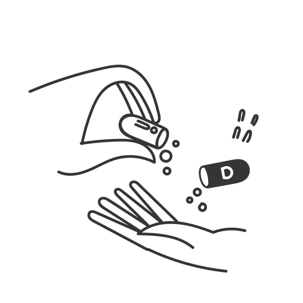 Hand gezeichnet Gekritzel Vitamin d Tablette Illustration Vektor