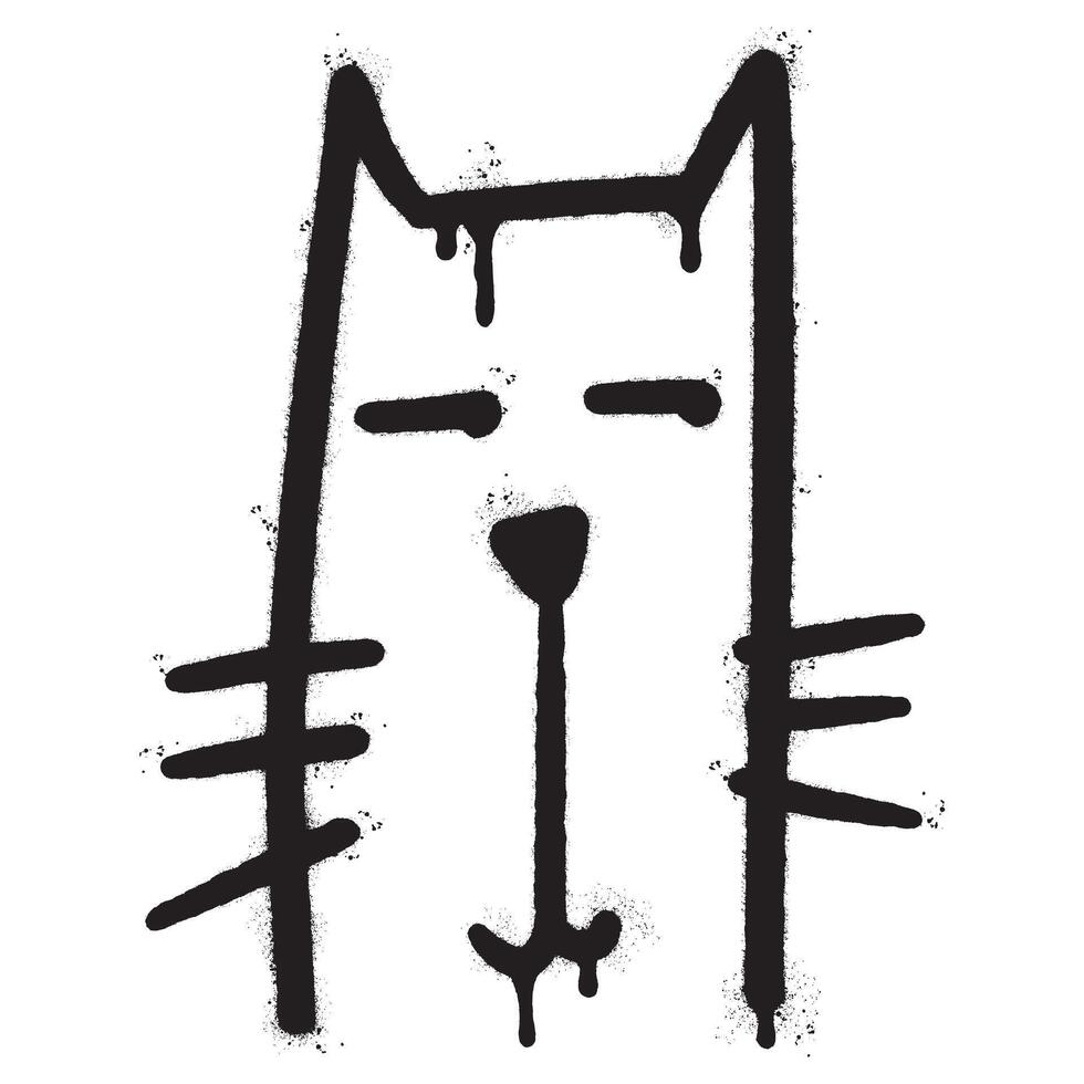 spray målad graffiti katt ikon ord sprutas isolerat med en vit bakgrund. graffiti pott tecken med över spray i svart över vit. vektor illustration.