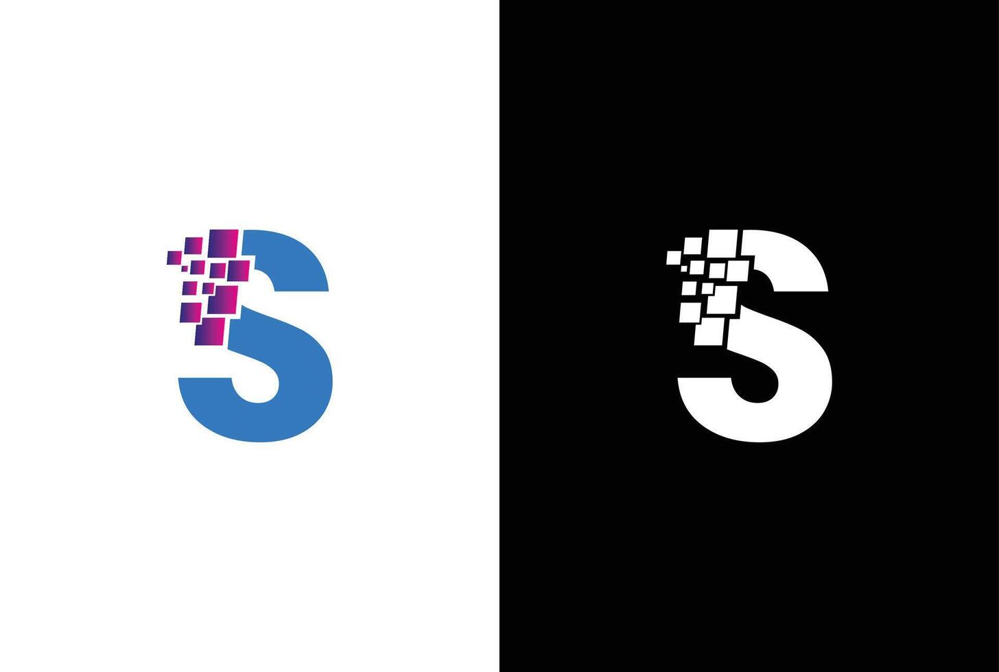 Initiale Brief s Digital Pixel Logo Design Vorlage Element. Brief s Pixel Logo, Dreieck, Blau Farbe, Technologie und Digital Logotyp. vektor