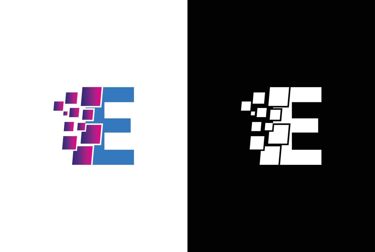 första brev e digital pixel logotyp design mall element. brev e pixel logotyp, triangel, blå Färg, teknologi och digital logotyp. vektor
