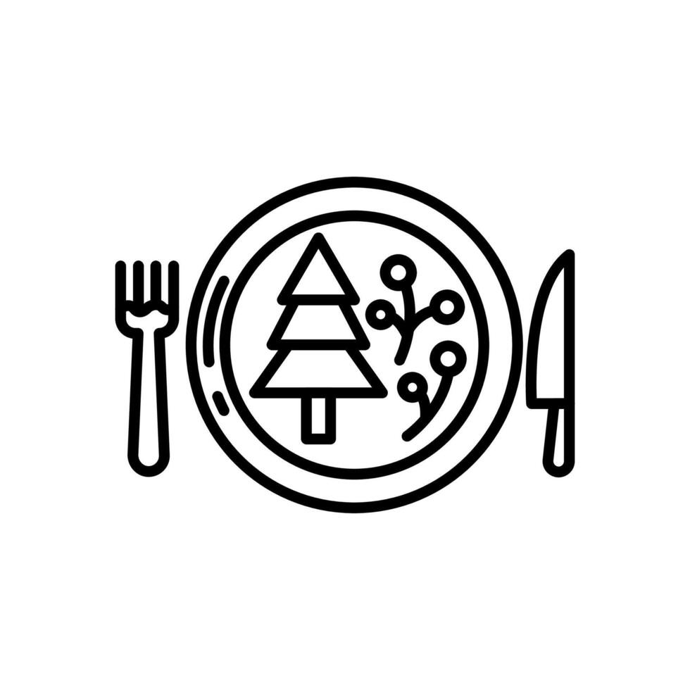 Weihnachten dekoriert Abendessen Diät Symbol im Vektor. Logo vektor