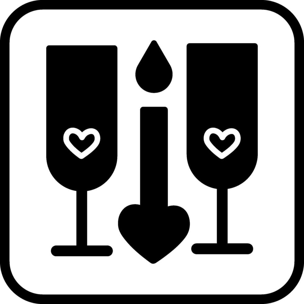 Zwei Gläser romantisches Vektorsymbol vektor