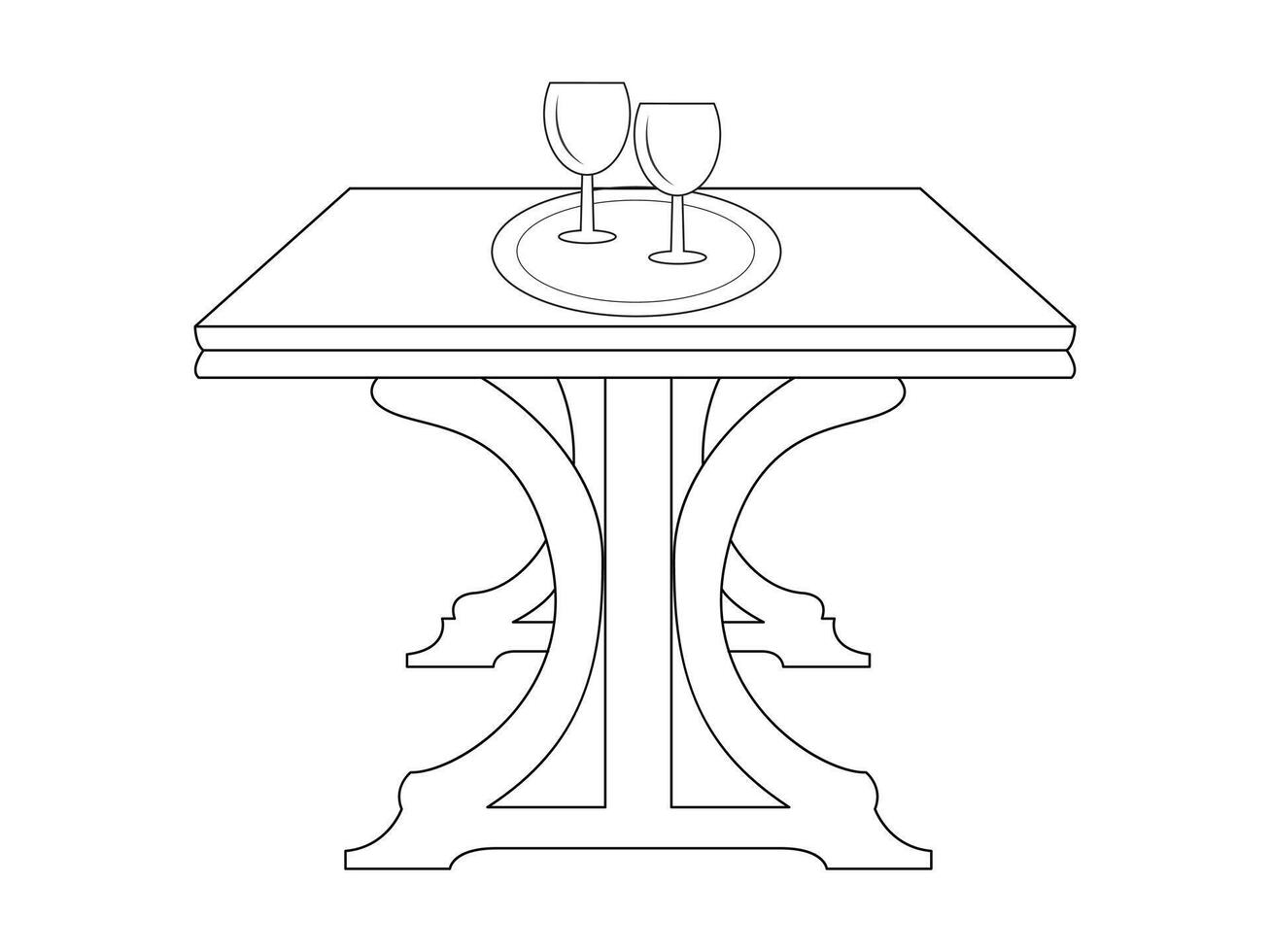 kaffe och te tabell med glas och trä- tabell, kopp av varm te och te blad på de trä- tabell och de te plantager bakgrund vektor