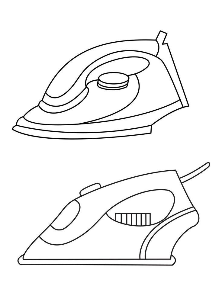 järn ikon uppsättning av glättning järn vektor ikoner. torr och ånga järn vektor ikon uppsättning. järn platt linje ikoner uppsättning. platt järn tecken illustration.