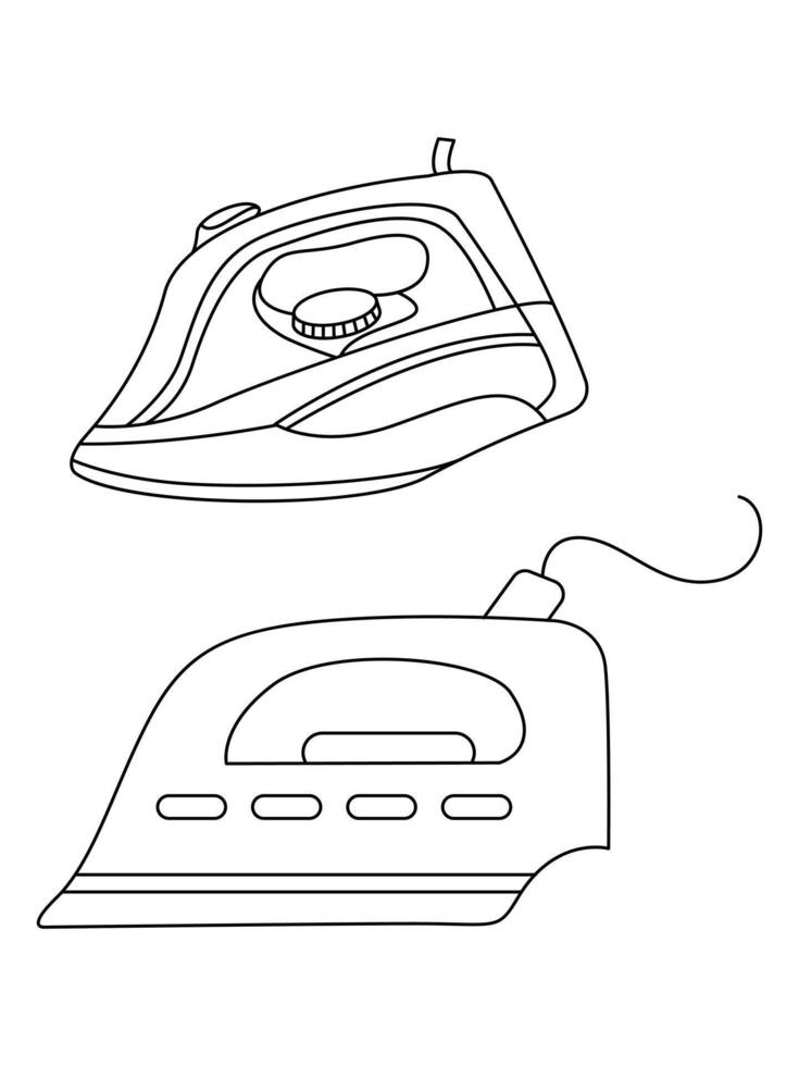 järn ikon uppsättning av glättning järn vektor ikoner. torr och ånga järn vektor ikon uppsättning. järn platt linje ikoner uppsättning. platt järn tecken illustration.