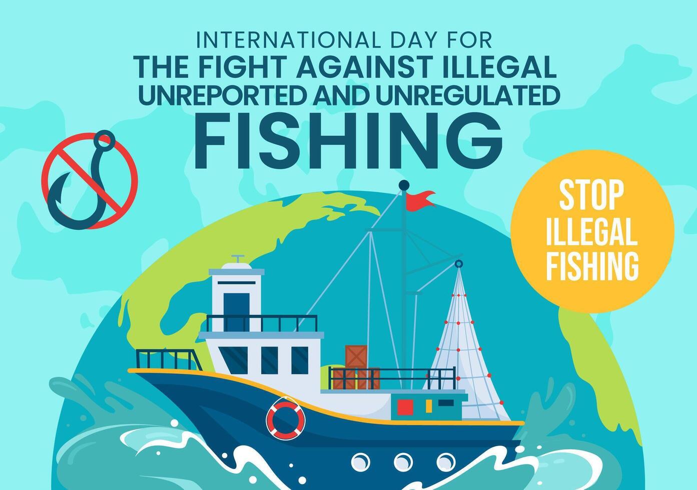 olaglig mot fiske social media bakgrund platt tecknad serie hand dragen mallar illustration vektor