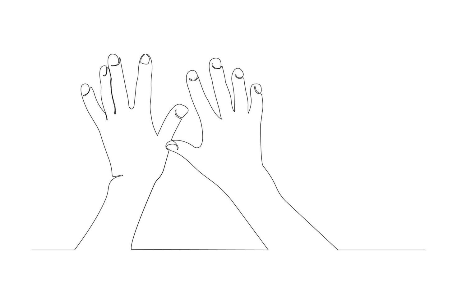 Hände kontinuierlich Linie Kunst Vektor. einer Linie Hände Zeichnung Symbol. Vektor Illustration