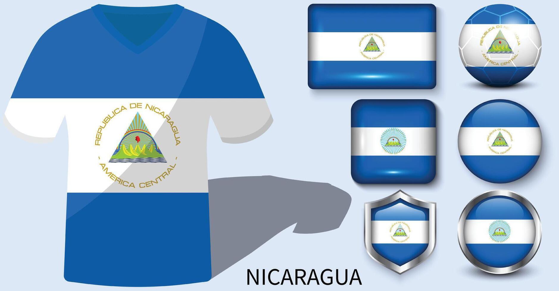 Nicaragua Flagge Sammlung, Fußball Trikots von Nicaragua vektor