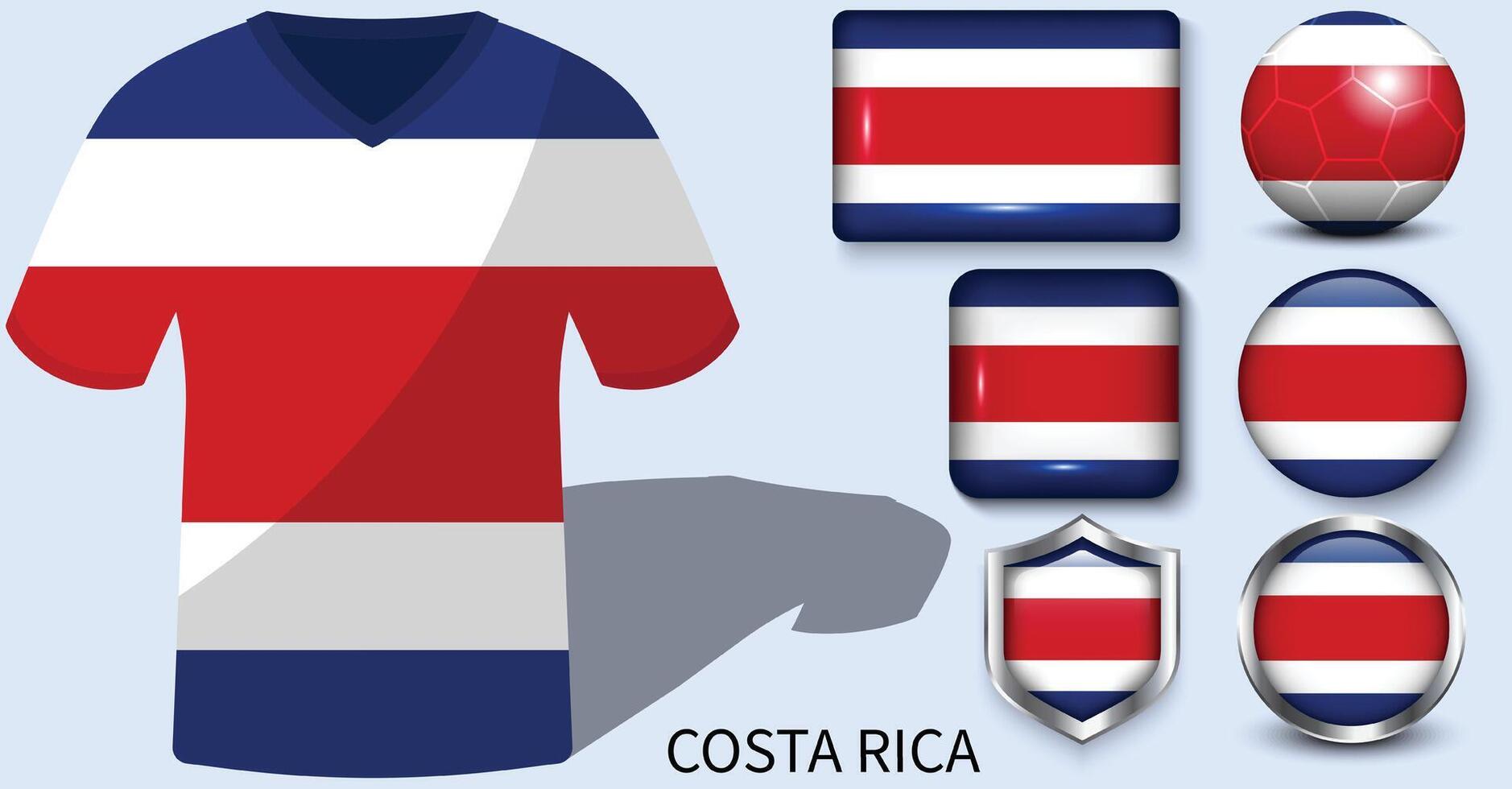 Costa Rica Flagge Sammlung, Fußball Trikots von Costa Rica vektor