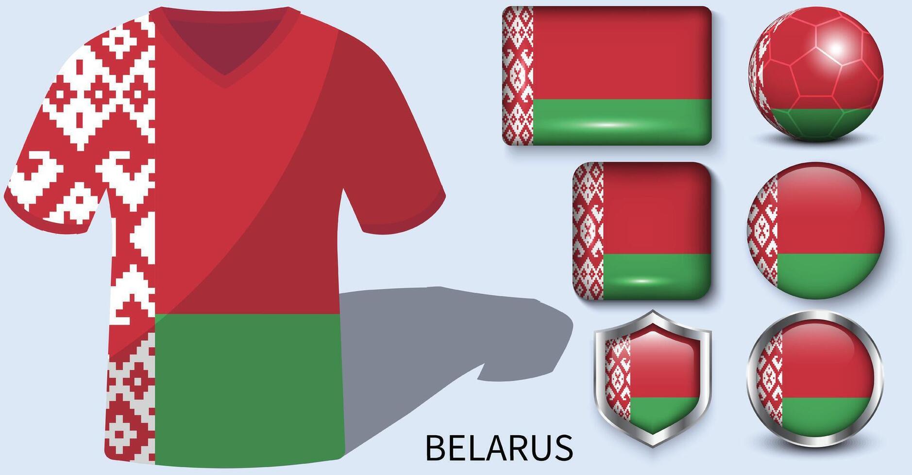 Vitryssland flagga samling, fotboll tröjor av Vitryssland vektor