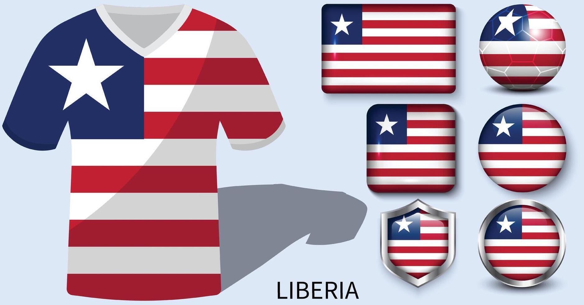 Liberia flagga samling, fotboll tröjor av Liberia vektor