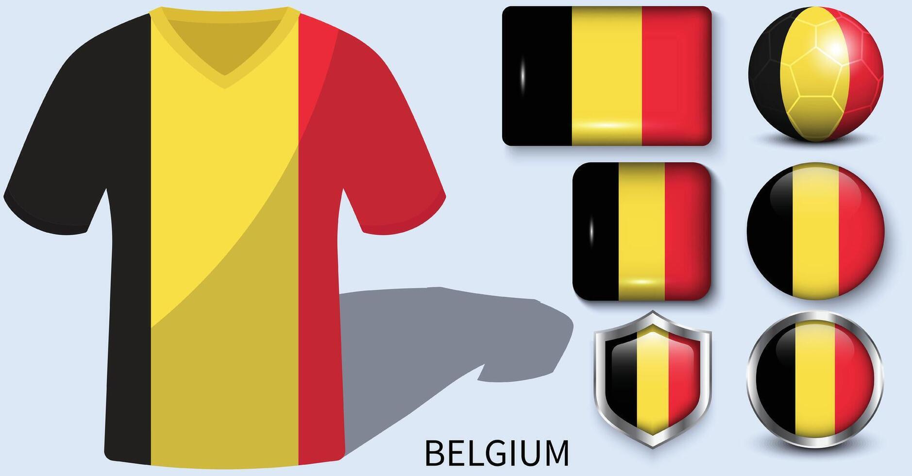 Belgien Flagge Sammlung, Fußball Trikots von Belgien vektor