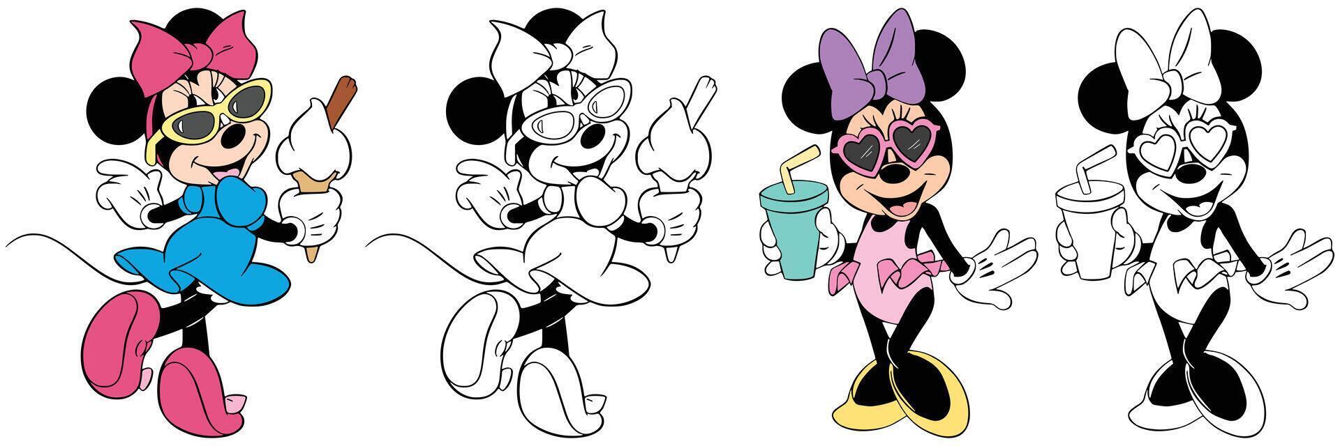 mickey mus och vänner, minnie sommar vektor