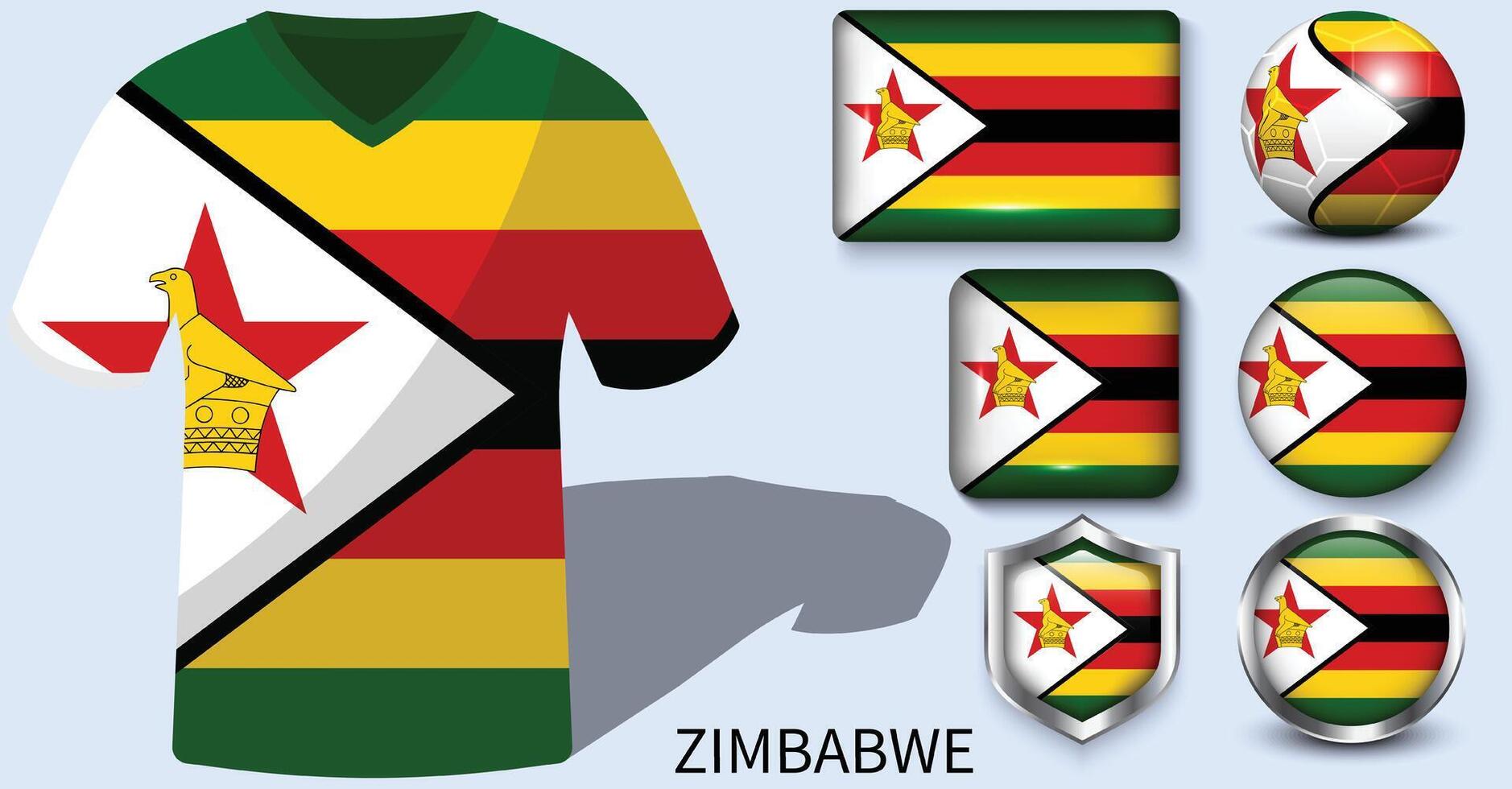 zimbabwe flagga samling, fotboll tröjor av zimbabwe vektor